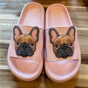 Pink Frenchie Face Slippers